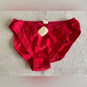 Vintage Victoria’s  Secret Second Skin Satin Jacquard Panties Red Shiny Small